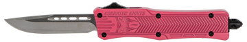 CobraTec Knives CTK-1 Small 2.75" OTF Drop Point Plain D2 Steel Pink Aluminum Handle