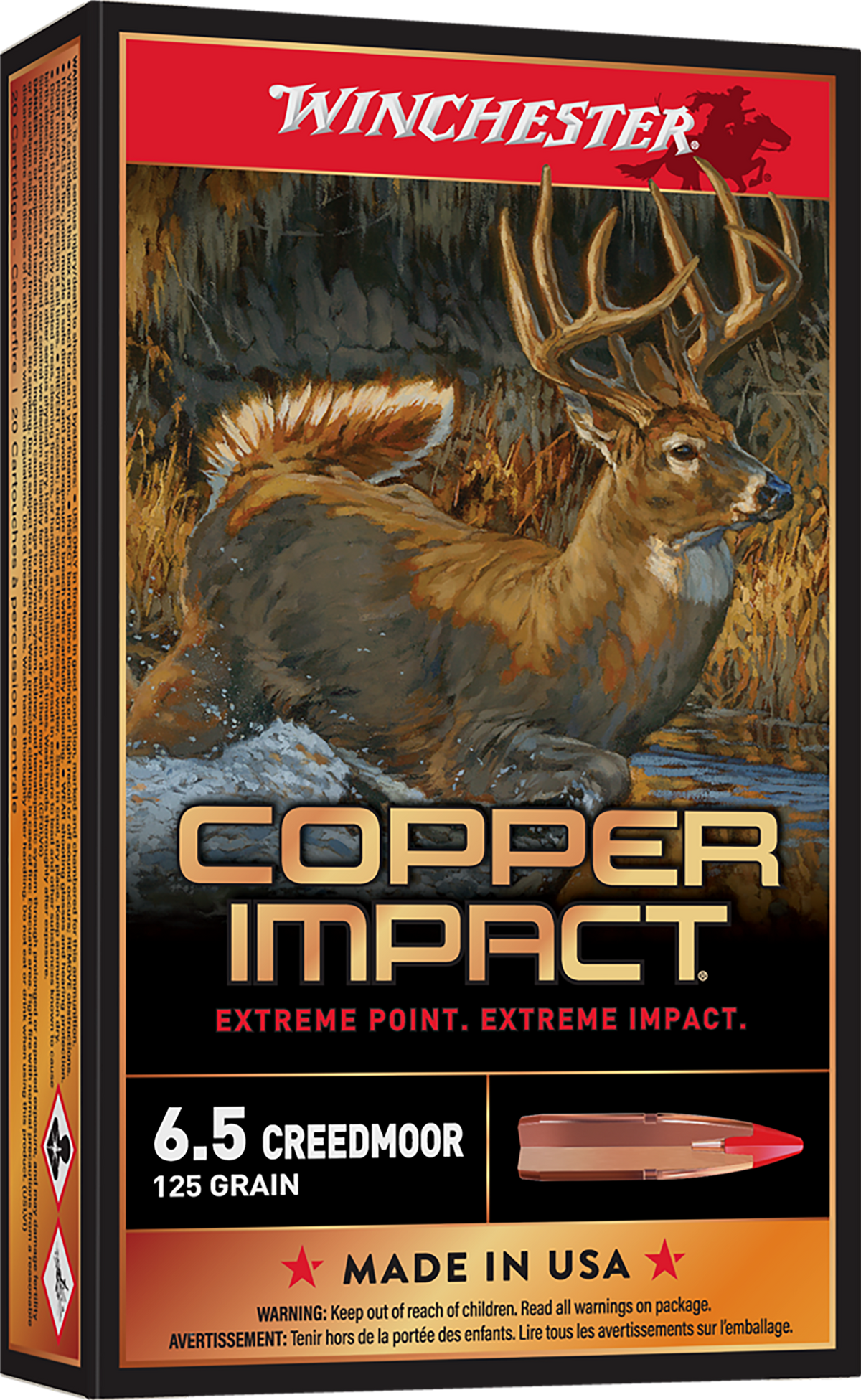 Winchester Ammo Copper Impact 6.5 Creedmoor 125gr Copper Extreme Point Lead Free - Box or Case
