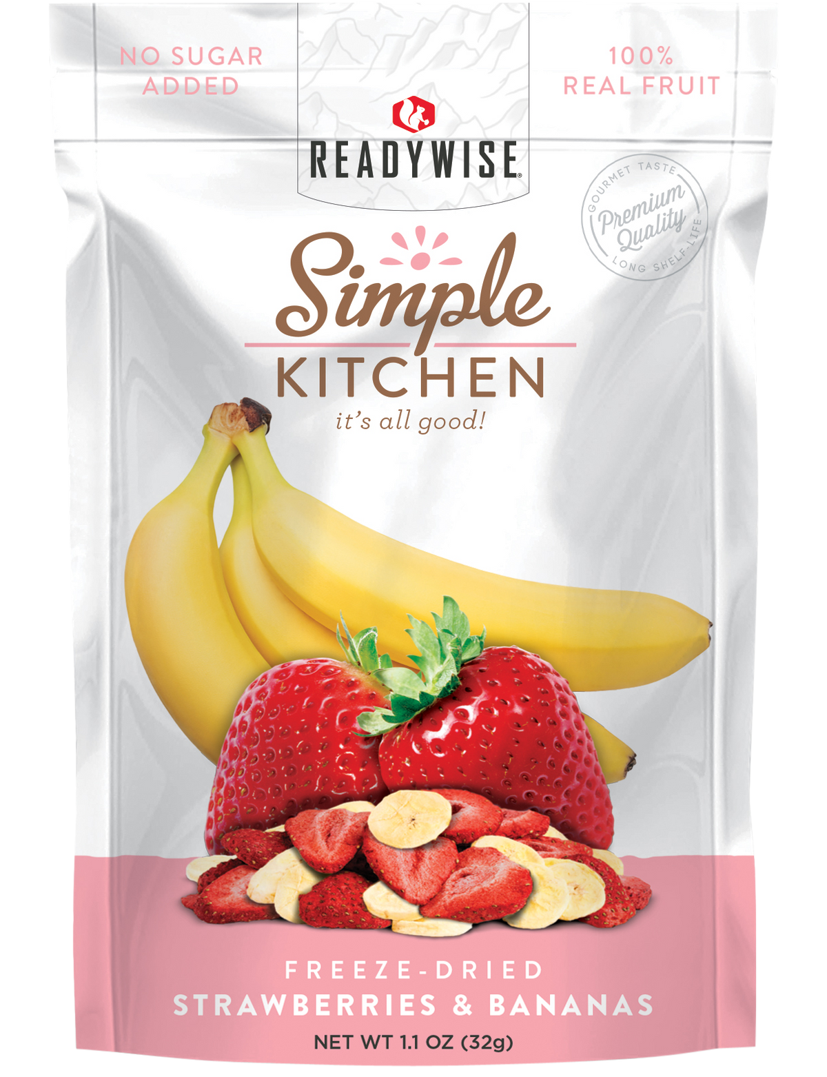 ReadyWise Simple Kitchen Freeze-Dried Strawberries & Bananas 1-Serving Pouch - 6 Pouch Case