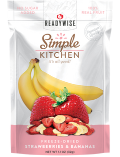 ReadyWise Simple Kitchen Freeze-Dried Strawberries & Bananas 1-Serving Pouch - 6 Pouch Case