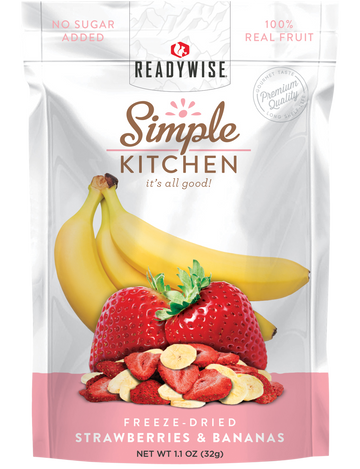ReadyWise Simple Kitchen Freeze-Dried Strawberries & Bananas 1-Serving Pouch - 6 Pouch Case
