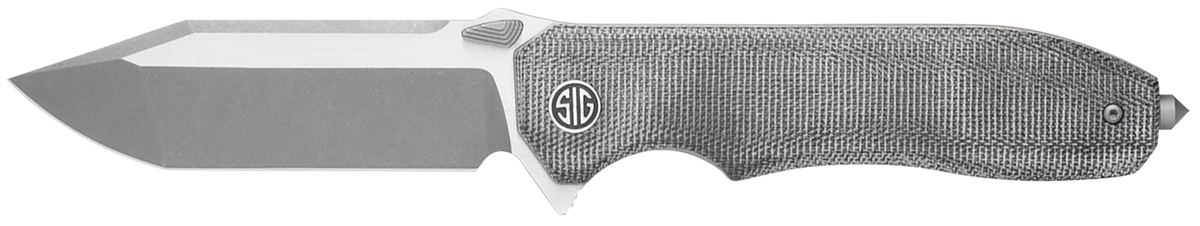 Eikonic Knife Company Validus 3.78" Folding Modified Tanto Plain Edge M390 Steel Salt & Pepper Canvas Micarta Handle