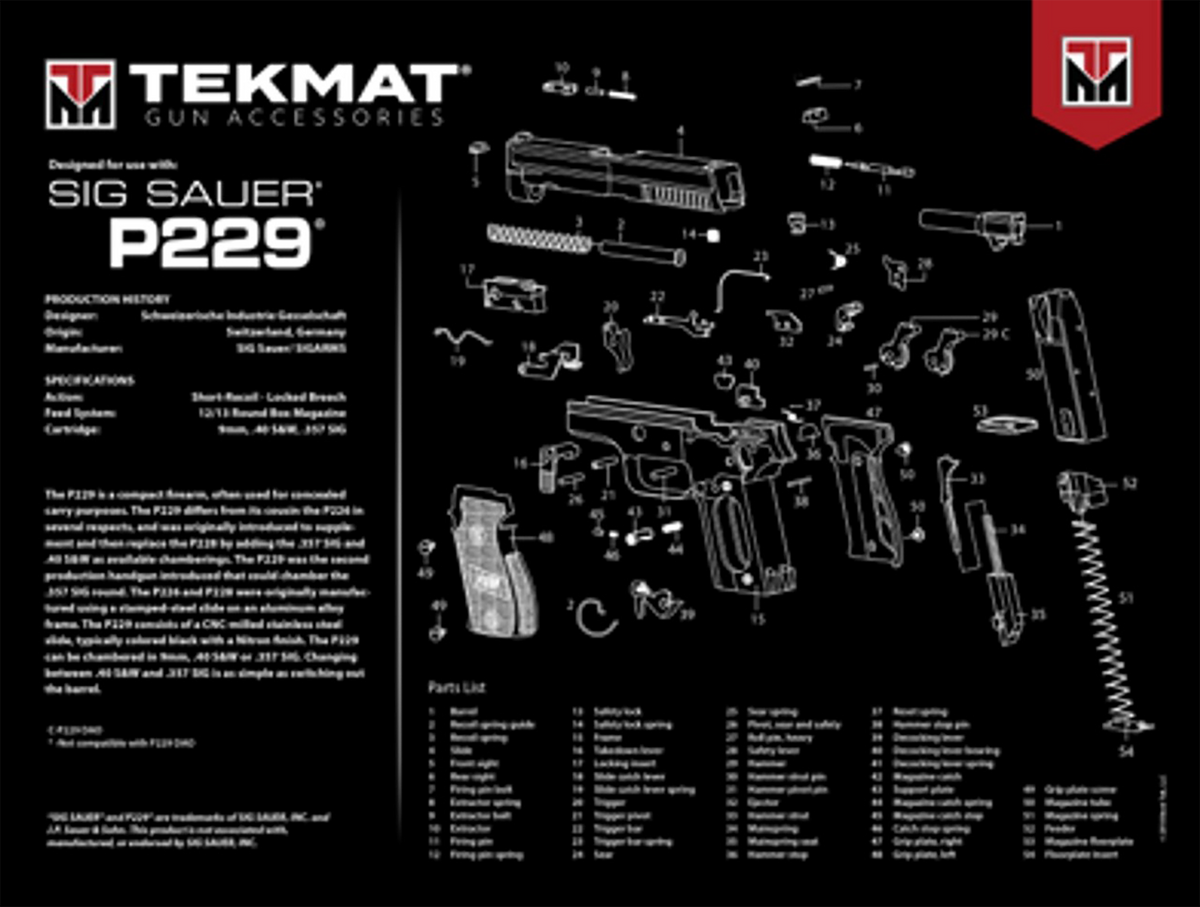 TekMat Ultra 20 Cleaning Mat Sig Sauer P229 15"x20" Rubber