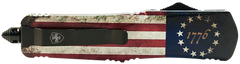 Templar Knife LBRF231 Gen II Betsy Ross Flag Large 3.50" OTF Tanto Plain 440C Black Oxide Stonewashed 5.25" Aluminum Handle Glass Breaker
