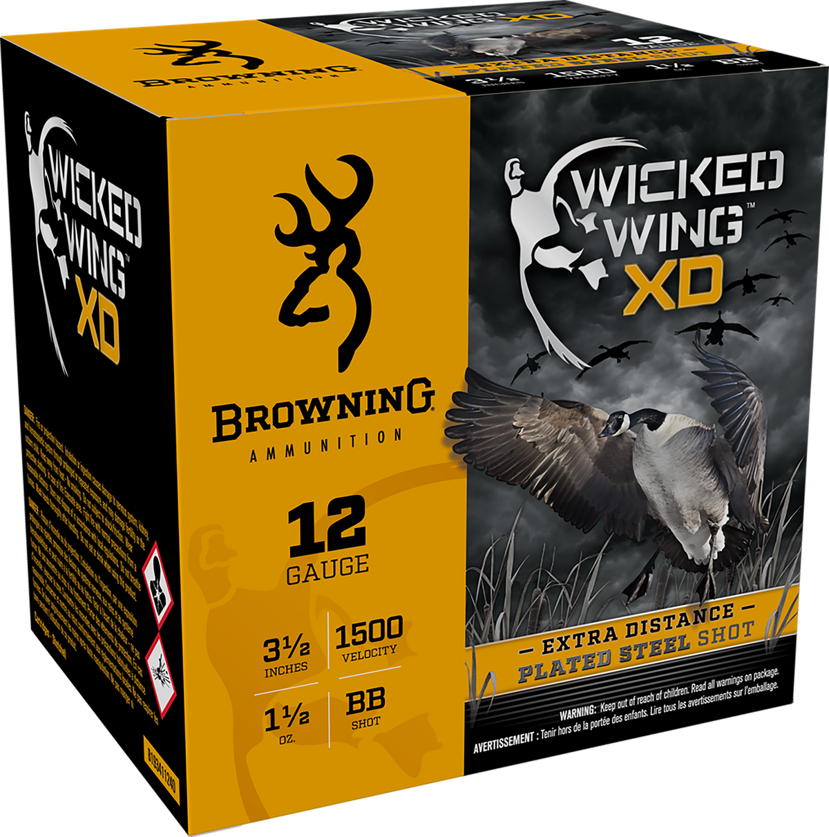 Browning Ammo Wicked Wing XD 12 Gauge 3.5" 1-1/2 oz BB Steel Shot 25 Rd - Box or Case