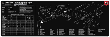 TekMat Remington 700 Cleaning Mat 12x36 in Rubber Black/White - Parts Diagram