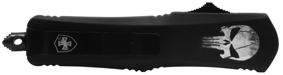 Templar Knife LFL431 Gen II Fallen Large 3.5" OTF Dagger Part Serrated 440C Black Oxide Stonewashed Aluminum Handle