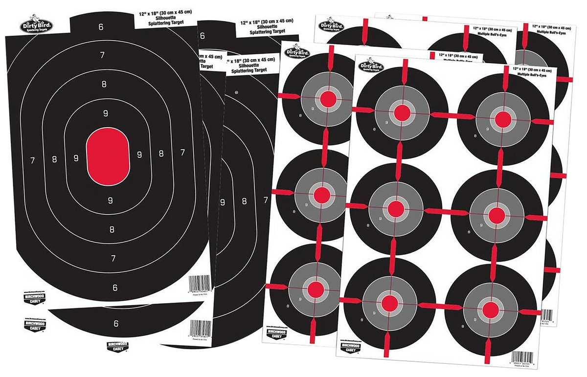 Birchwood Casey 35725 Dirty Bird Combo Pack Silhouette/Bullseye Hanging Paper Target 12 x 18 8 Per Pkg
