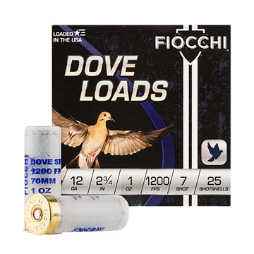 Fiocchi Dove & Quail 12 Gauge 2.75" 1oz #7 Steel Shot 25 Rd - Box or Case