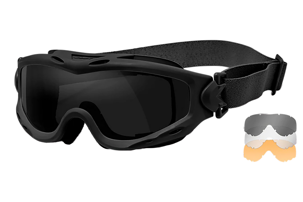 Wiley X SP293B Spear Tactical Goggles - Smoke Gray/Clear/Light Rust - Matte Black Frame