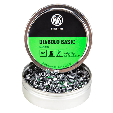 Umarex USA RWS Diabolo Basic .177 Cal 7gr Wadcutter Lead Airgun Pellets 300/Box