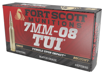Fort Scott Munitions Tumble Upon Impact (TUI) 7mm-08 Rem 120gr Solid Copper Spun - Box or Case