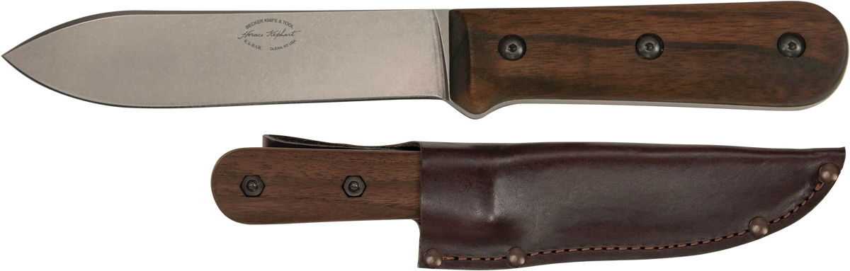 Ka-Bar BK62 Becker Kephart 5.13" Fixed Drop Point Plain Edge 1095 Cro-Van Walnut Handle