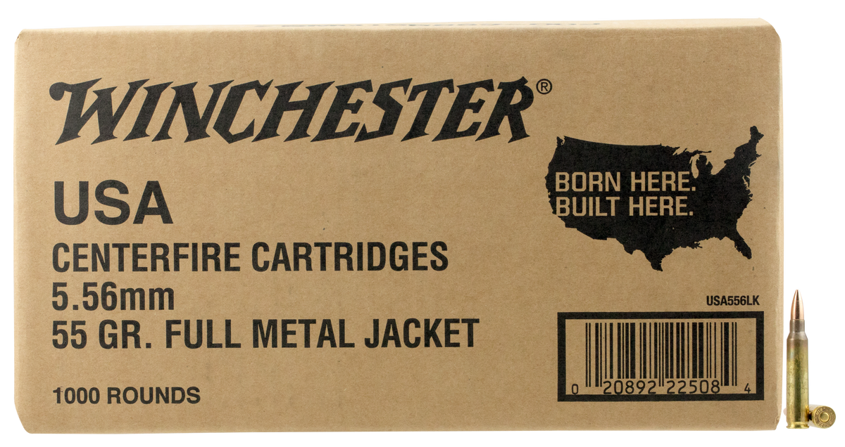 Winchester Ammo USA M193 5.56x45mm NATO 55gr Full Metal Jacket 1000 Round Box