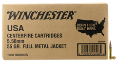 Winchester Ammo USA M193 5.56x45mm NATO 55gr Full Metal Jacket 1000 Round Box