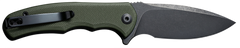 Civivi Knives Praxis Mini 2.98" Folding Drop Point Plain Black Stonewashed D2 Steel Blade - OD Green Textured G10 Handle — view 2
