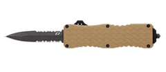 Schrade Uproar Tactical D/A OTF 3" Dagger Part Serrated Black Oxide D2 FDE Aluminum — view 2