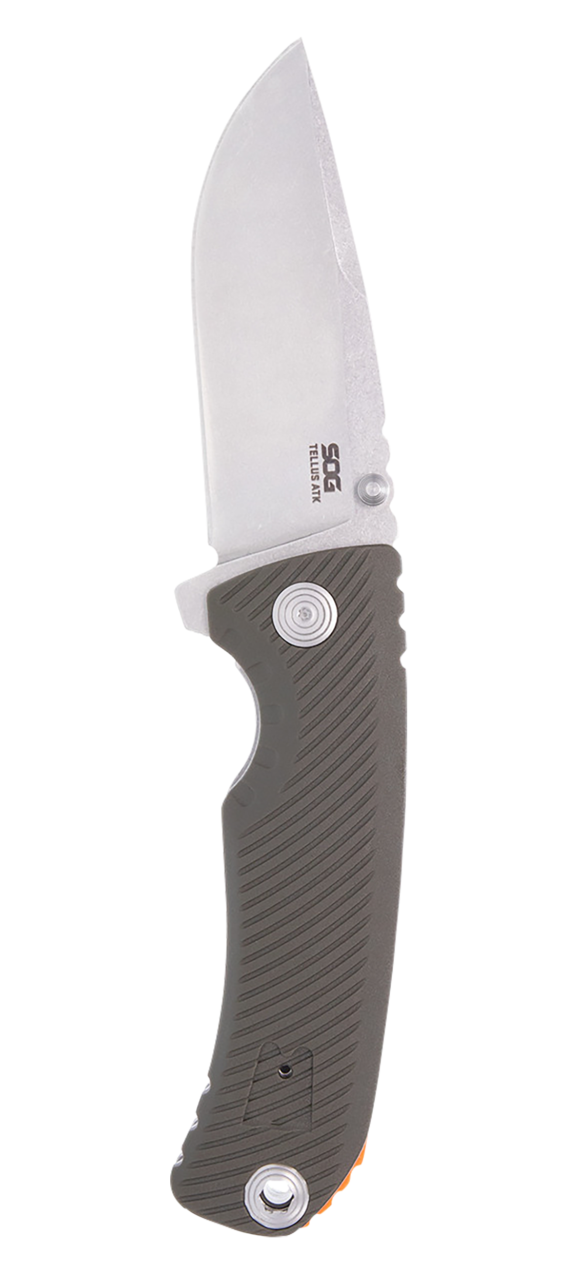 S.O.G Tellus ATK 3.50" Folding Clip Point Plain Stonewashed Cryo 440C SS - OD Green GRN Handle — view 2