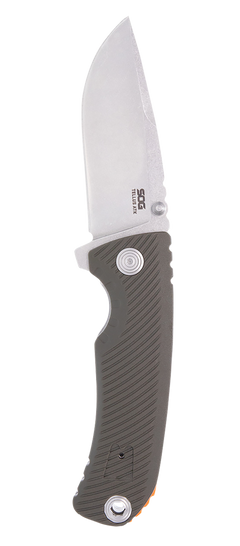 S.O.G Tellus ATK 3.50" Folding Clip Point Plain Stonewashed Cryo 440C SS - OD Green GRN Handle — view 2