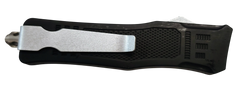 Xcaliber Knife Company 380 ACP Small 2.75" OTF Part Serrated Black 440C SS Blade Steel Handle — view 2