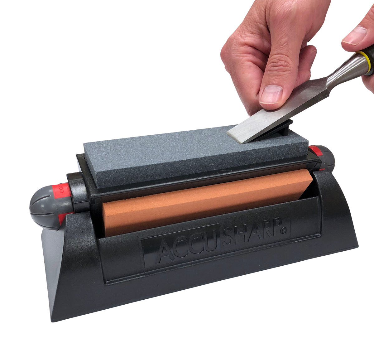Accusharp 064C Tri-Stone Sharpening System Coarse/Medium/Fine Alumina-Oxide Rubber Handle Black — view 2