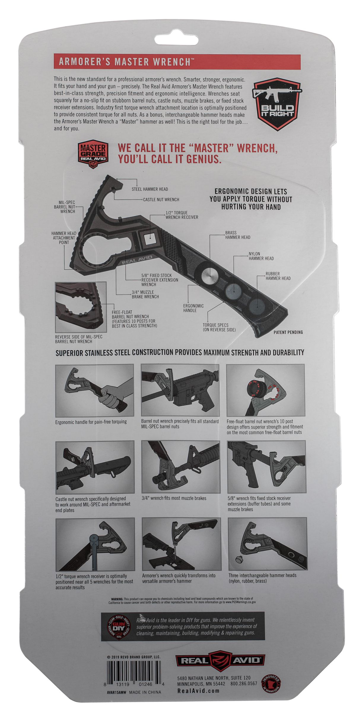 Real Avid Armorer's Master Wrench AR-15 Stainless Steel Multi-Tool — view 2