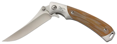 Browning Wicked Wing 3.5" Folding Trailing Point Plain Satin Knife - Amber G10 Handle — view 2