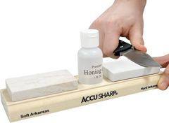 Accusharp 023C Whetstone Combo Kit Fine, Coarse Natural Arkansas Stone Sharpener w/ Honing Oil — view 2