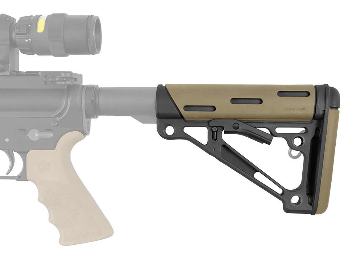 Hogue OverMolded Collapsible Buttstock AR-15/M16/M4 Mil-Spec FDE — view 2
