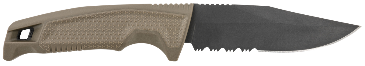 S.O.G Recondo FX 4.60" Fixed Clip Point Part Serrated Cryo 440C SS Satin TiCN FDE Rubberized Grip — view 2