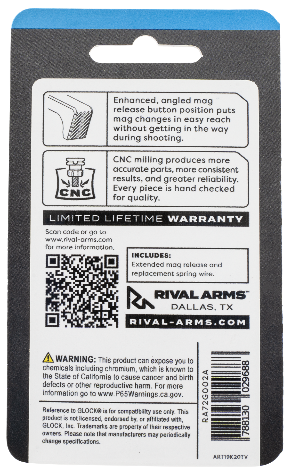 Rival Arms RA72G002A Extended Magazine Release for Glock Gen4 - Hard Black Anodized Aluminum — view 2