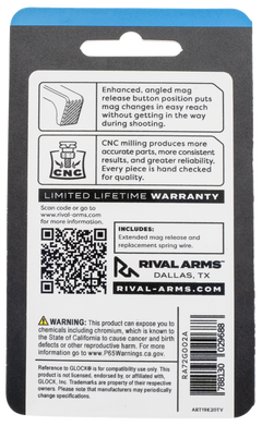 Rival Arms RA72G002A Extended Magazine Release for Glock Gen4 - Hard Black Anodized Aluminum — view 2