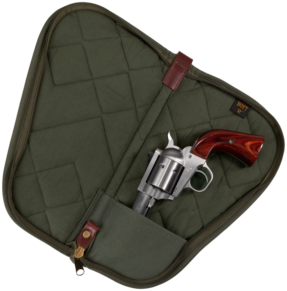 Boyt Harness PP41OD Heart-Shaped Pistol Case - OD Green Waxed Canvas Handgun Case — view 2