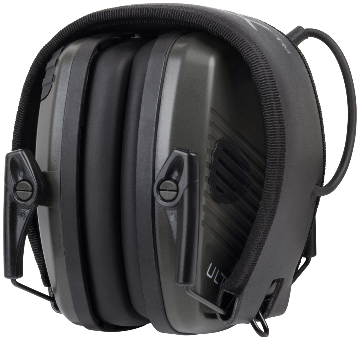 Allen Ultrax Stereo 24 dB Over the Head Electronic Earmuff - Olive — view 2