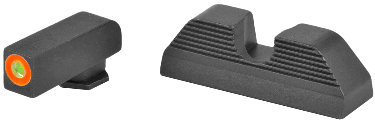 AmeriGlo GL353 Protector Sight Set for Glock - Green Tritium Orange Outline Front / Black Serrated Rear — view 2