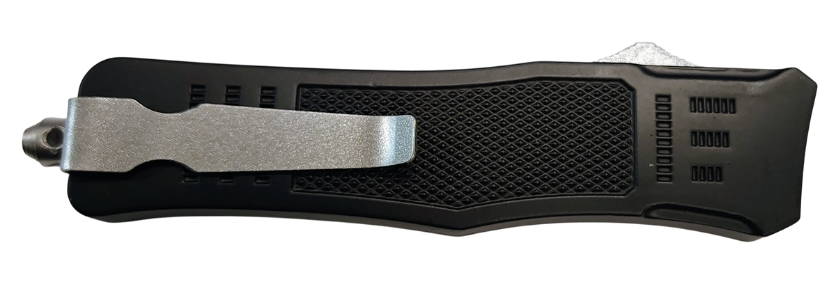 Xcaliber Knife Company 380 ACP Medium 3.25" OTF Part Serrated Black 440C SS - 4.64" Steel Handle — view 2