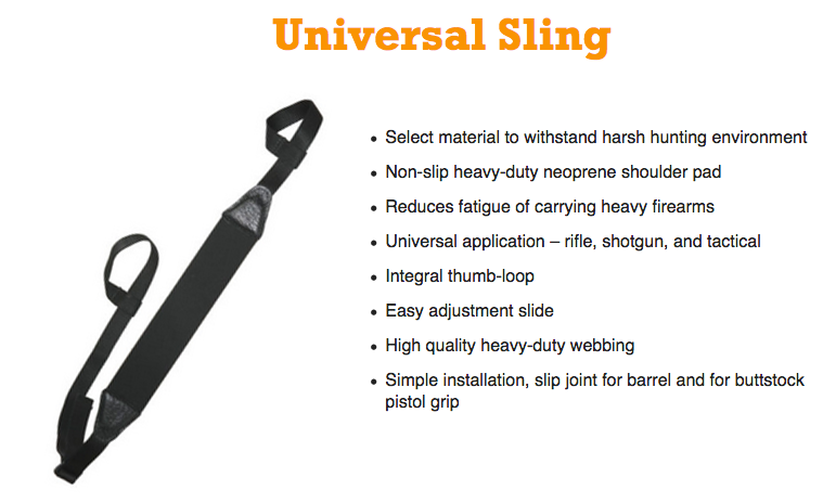 Outdoor Connection NDL90097 Universal Sling 3" Adjustable Black Nylon Rifle/Shotgun — view 2