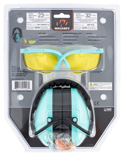 Walkers Game Ear Youth/Women Folding Muff Combo 23 dB Over the Head Black/Teal Polymer w/ Foam Earplugs & Shooting Glasses — view 2