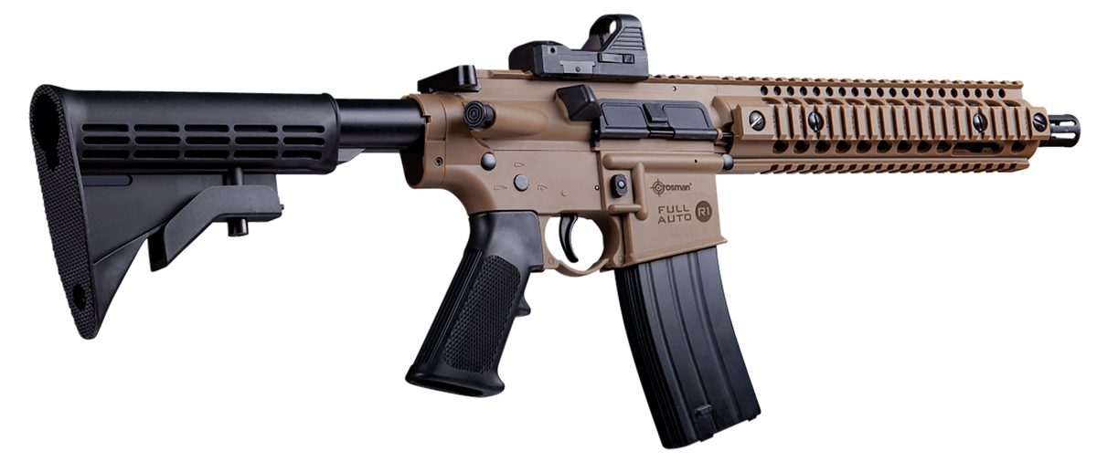 Crosman CFAR1X Full Auto R1 BB Air Rifle CO2 177 25rd Flat Dark Earth Black 6-Position Stock — view 2