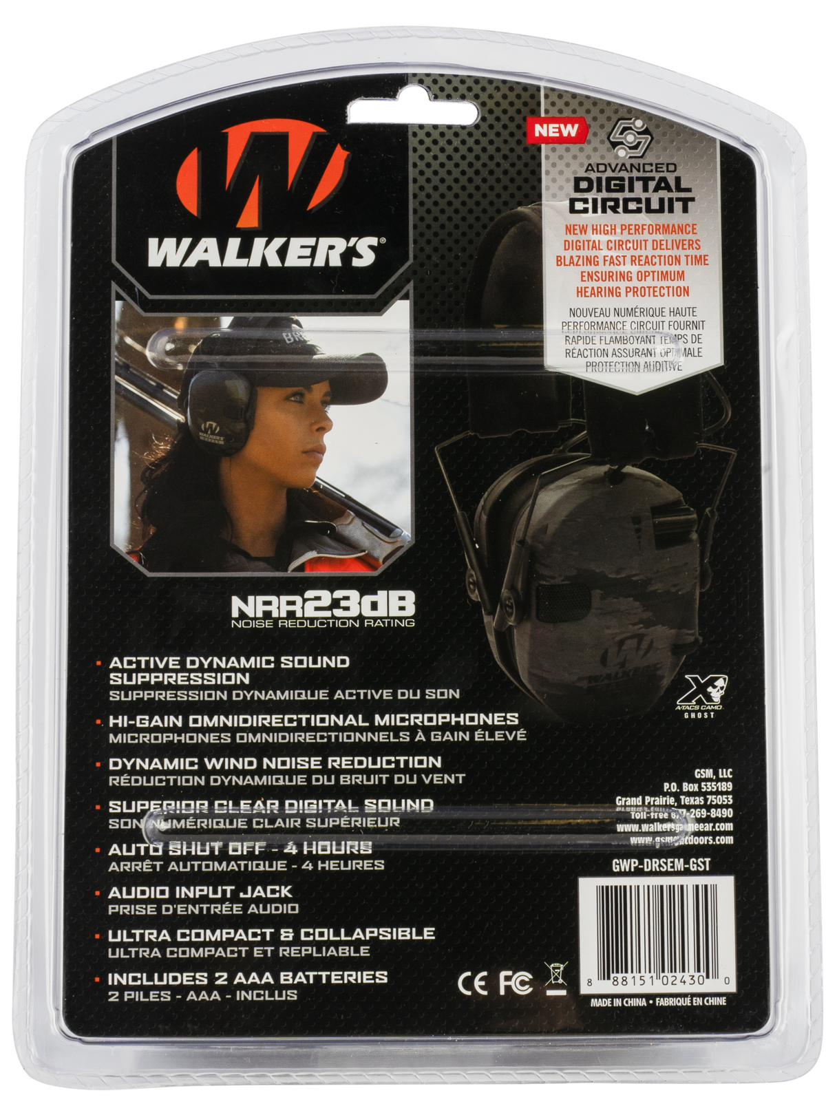 Walkers Game Ear Razor PRO Digital Electronic Muff 23 dB Over the Head Ghost Camo/Black Polymer — view 2