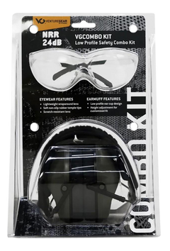 Pyramex VGCOMBO110 Low-Profile Combo Kit Clear Lens Safety Glasses & 24 dB NRR Gray Earmuffs — view 2