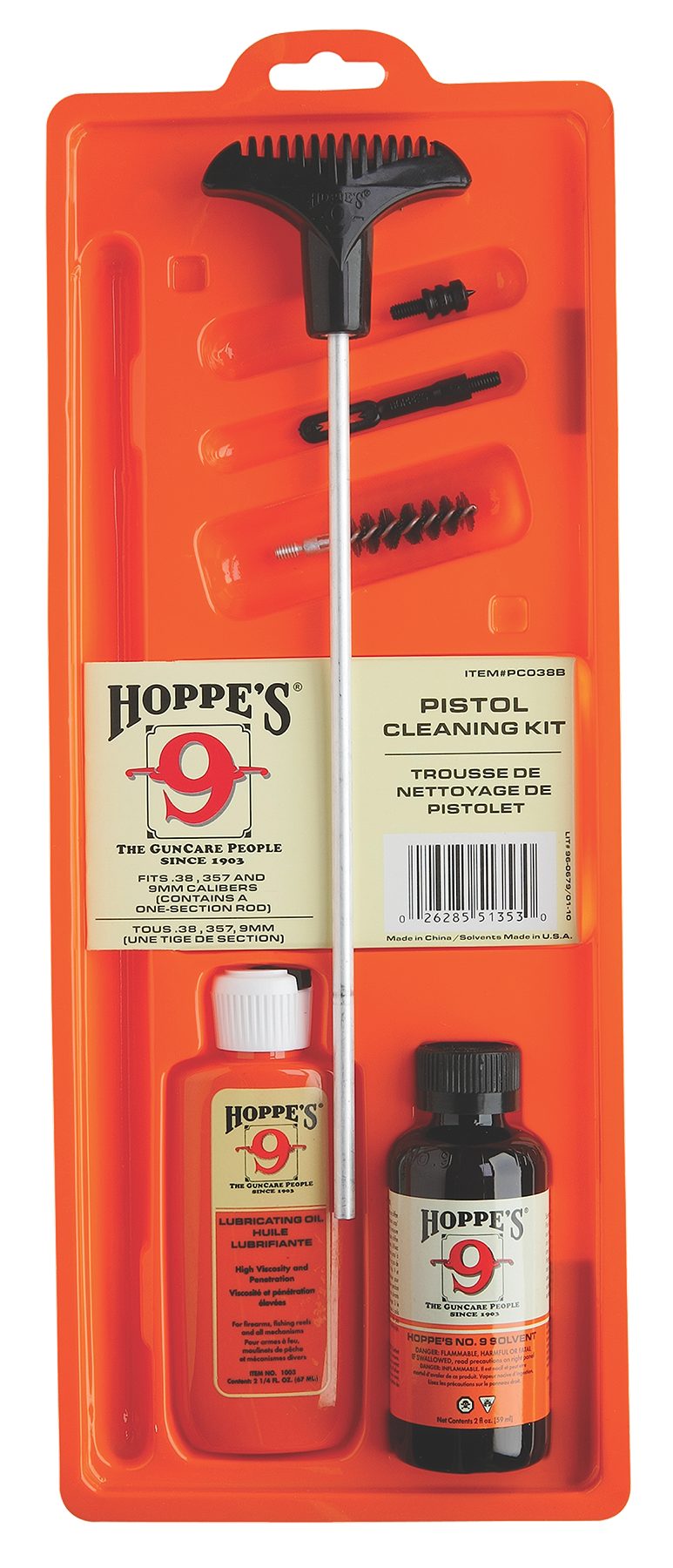 Hoppes PCO38B Pistol Cleaning Kit .38/.357/9mm Clam Pack — view 2