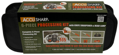 AccuSharp 738C 6-Piece Processing Kit - Fixed Blade Butcher/Caping/Gutting Stainless Steel, Blaze Orange Non-Slip Grip, Nylon Case — view 2