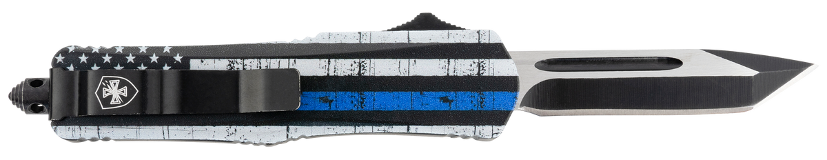 Templar Knife SBTB231 Gen II Back The Blue Small 2.69" OTF Tanto Plain 440C SS Black Oxide Stonewashed 4.31" Black & White w/Blue Line Aluminum Handle Glass Breaker — view 2