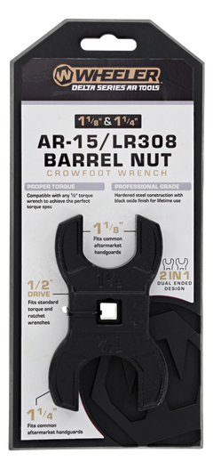 Wheeler Delta Series Barrel Nut Crowfoot Wrench 1-1/8" & 1-1/4" Black Steel - AR-15/LR-308 — view 2