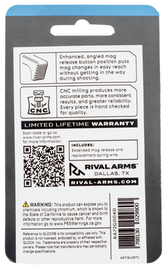 Rival Arms RA72G004D Extended Magazine Release Silver Aluminum for Glock 43X/48 — view 2
