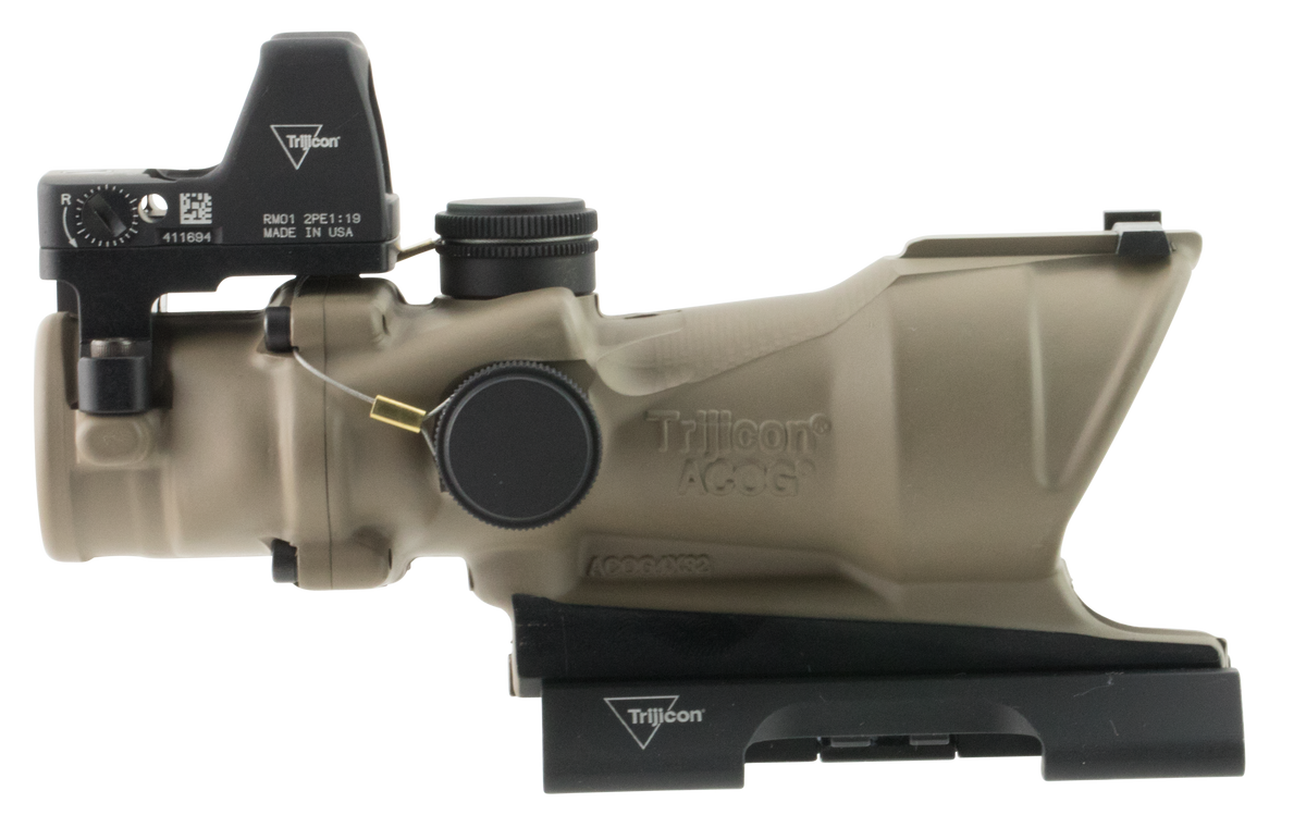 Trijicon 100555 ACOG ECOS Combo 4x32mm .223 BDC Amber Crosshair Riflescope - Flat Dark Earth w/ RMR Type 2 — view 2
