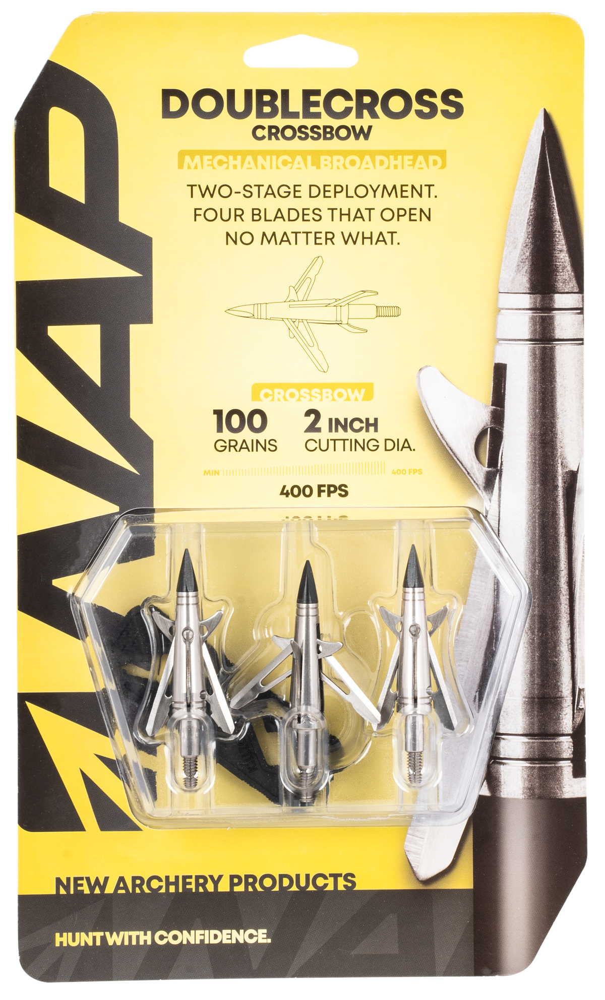 NAP Spitfire Doublecross 100gr 4-Blade Crossbow Mechanical Broadhead - 3 Pack — view 2