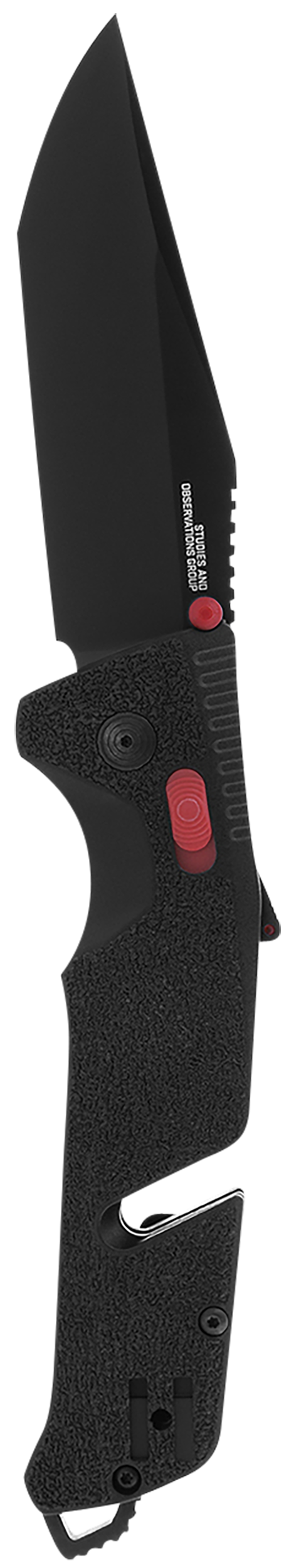 S.O.G Trident AT 3.70" Folding Tanto Plain Black TiNi Cryo D2 Blade - Black w/Red GRN — view 2
