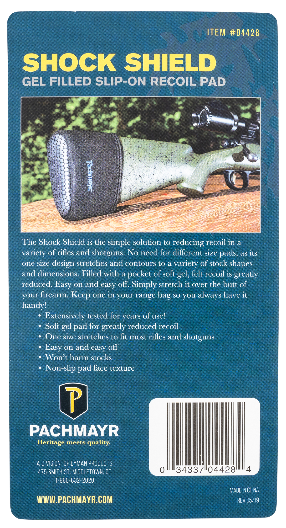Lyman Pachmayr Shock Shield Black Slip-On Recoil Pad OSFA - Rifle/Shotgun — view 2